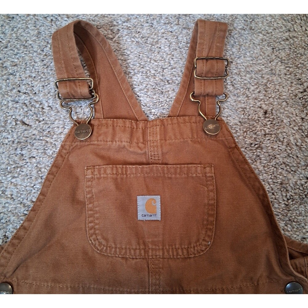 Carhartt Short Overalls Shortalls Brown Toddler 4T - Picture 4 of 11